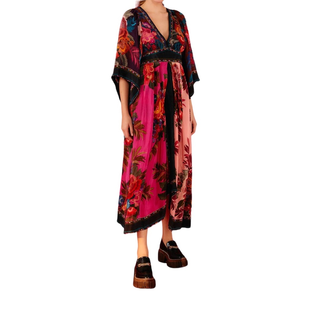 FARM Rio NWT Flower Scarves Maxi Dress Size M